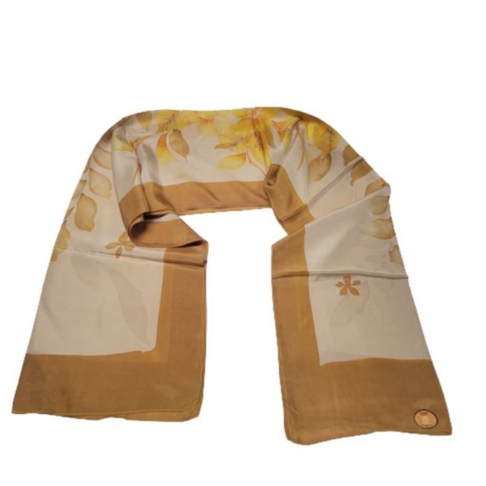 Handpainted Silk Rectangular Scarf Batik In Beige… - image 5